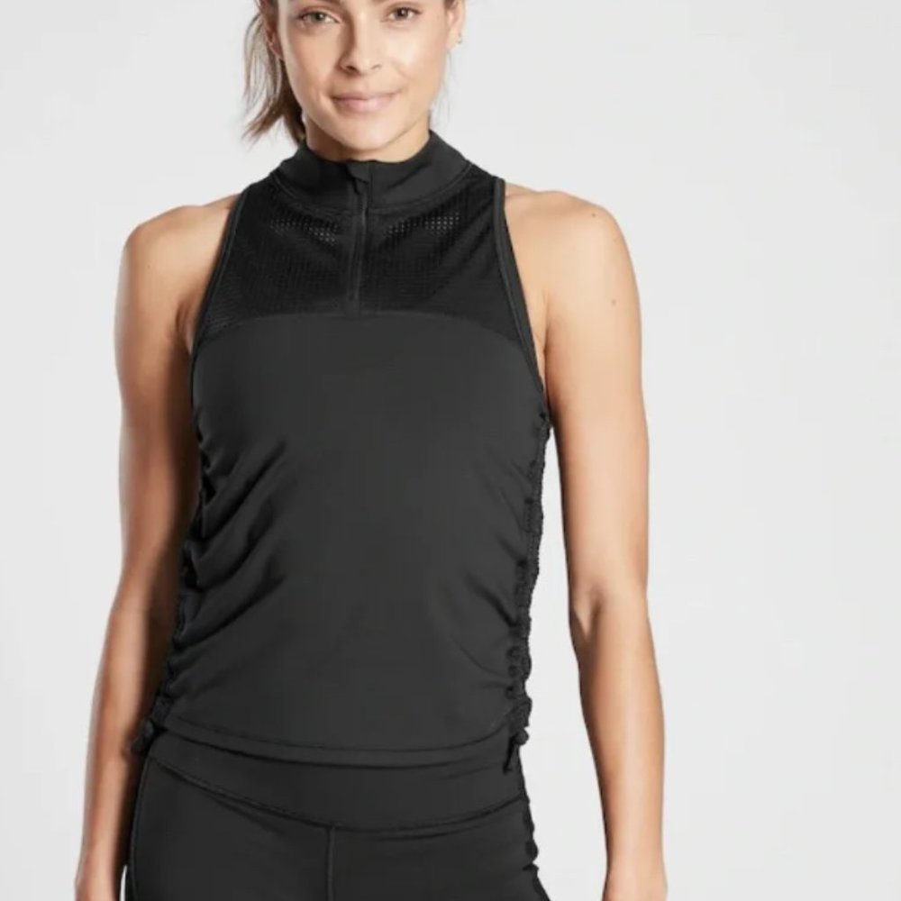 Athleta Hiit It Tank Top Mesh Chest High Neck